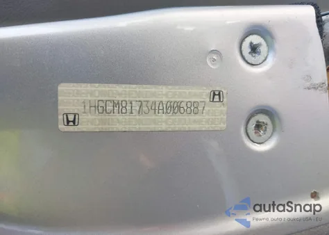 2004 Honda Accord 3.0 Ex from USA, damaged, VIN 1HGCM81734A006887